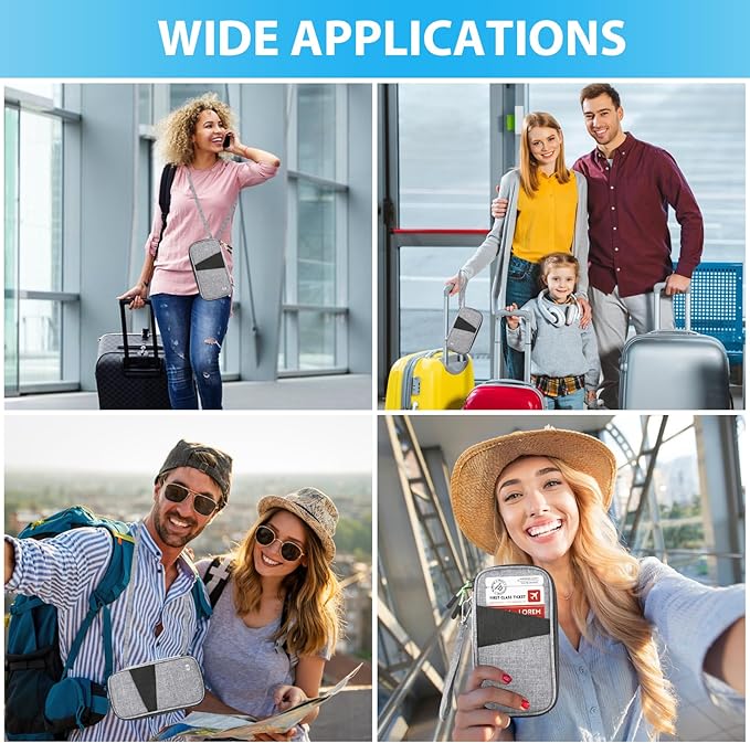 Passport Holder Wallet for Family, RFID Blocking Travel Document Organizer Multiple Passport Wallet for Men & Women, Waterproof Travel Essentials