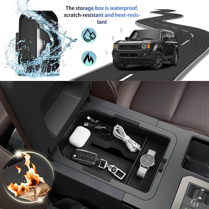 SHAOHAO for 2025 Toyota Land Cruiser Center Console Organizer for 2024 2025 Toyota Land Cruiser Accessories Console Tray Extra Space Stroage Box Insert Tray Easy Removal (Not Fit Cool Box)