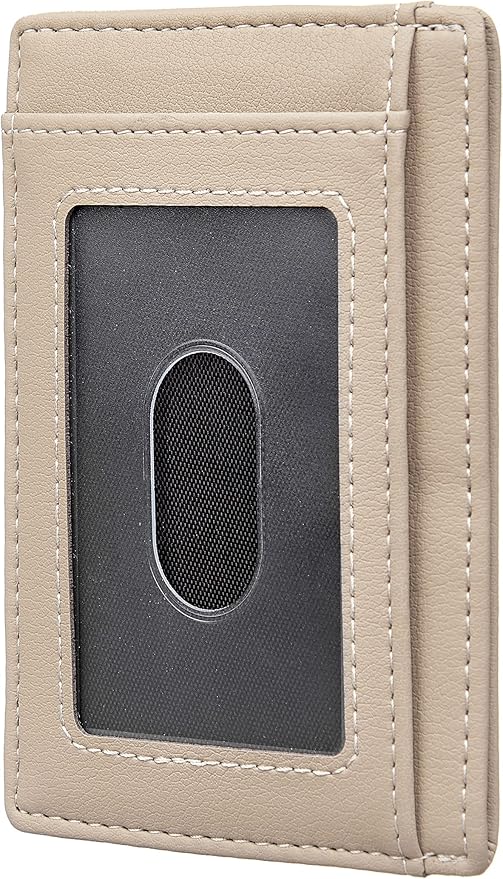 Travelambo Front Pocket Minimalist Leather Slim Wallet RFID Blocking Medium Size