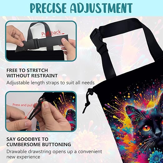 British Shorthair Cat Car Garbage Bag Colorful Splash Drawstring Car Trash Bag Hanging for Back Seat with Adjustable Buckle Canvas Vehicle Trash Can Easy-to-Install