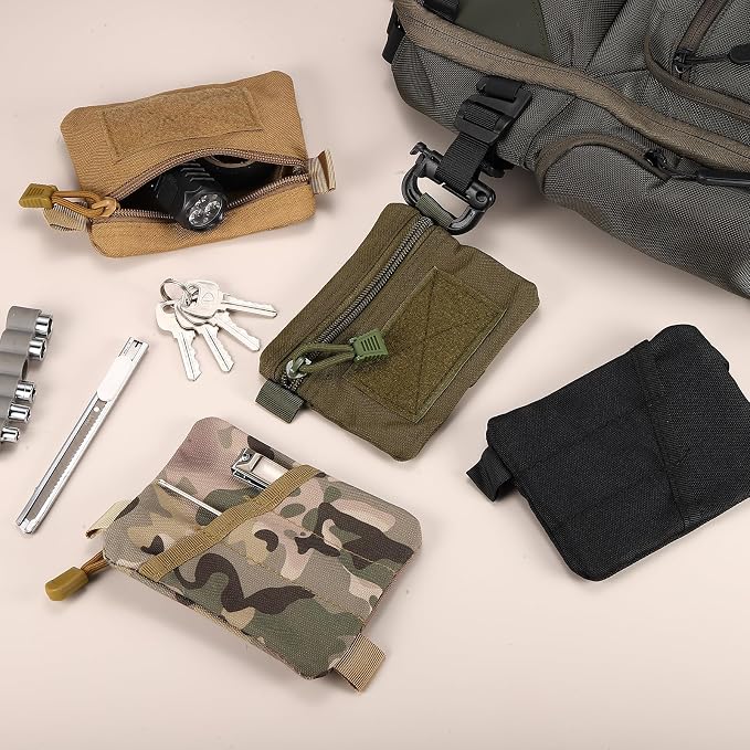 Small Admin Pouch, Nylon Zipper Pouch Storage Pocket with Hook and Loop Compact Camping Gear Organizer