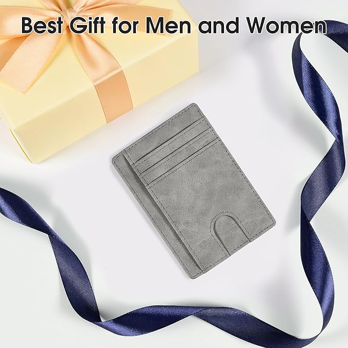 Slim Minimalist Wallet for Men,Front Pocket Wallet RFID Blocking Small Thin Credit Card Holder,ID Card Case Gift for Men Grey