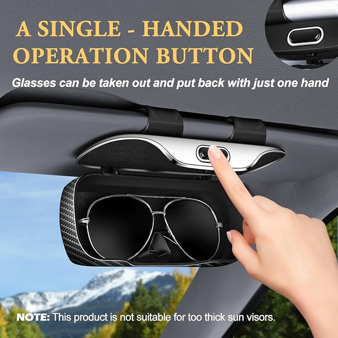 Sunglass Holder for Car Visor Clip, Car Accessories Visor Glasses Holder, Vehicle Visor Accessories Sunglass Holder, Car Sunglass Holder Suitable for Truck and Sedan (carbon fiber pattern)