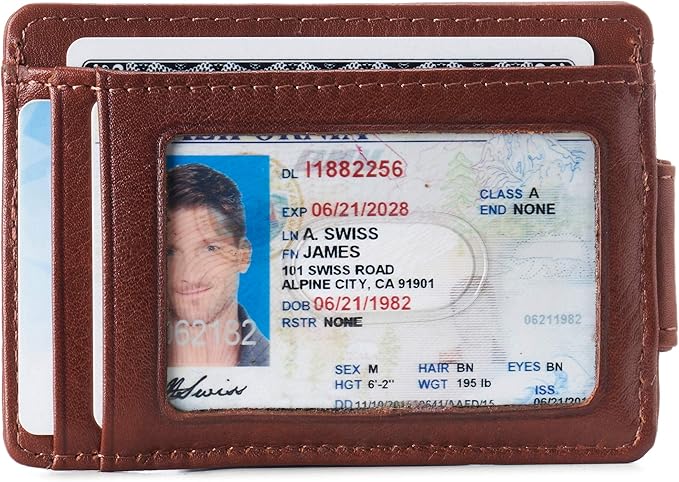 alpine swiss Harper Mens RFID Slim Money Clip Front Pocket Wallet Minimalist Leather ID Card Holder | RFID