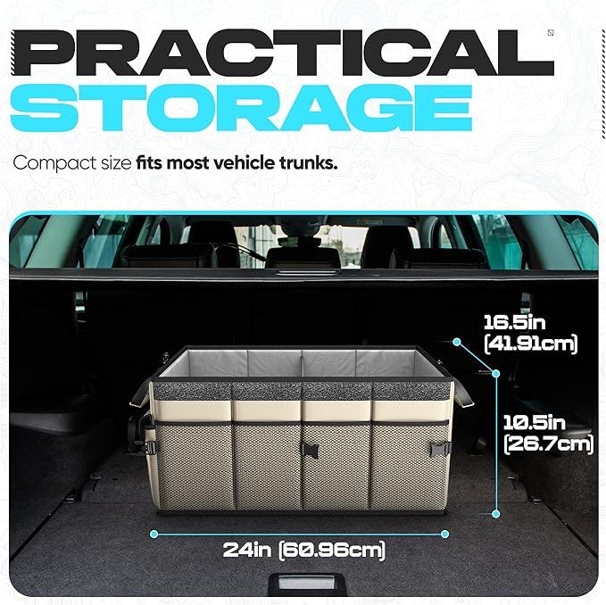 FORTEM Trunk Organizer For SUV Car Trunk Organizer, Foldable Storage, Car Accessories for Women Men, Collapsible Bag, Perfect Christmas Gifts, 600D Oxford, Non Slip Bottom, Straps, Soft Cover (65L)