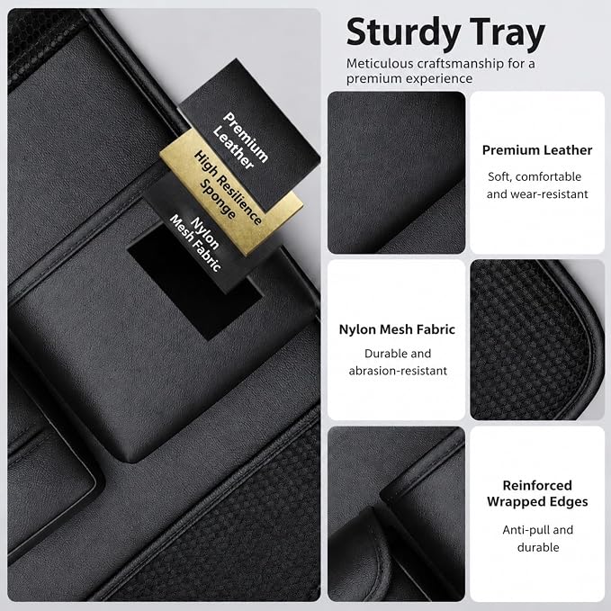 1 Pack Backseat Car Organizer with Tablet Holder, Back of Seat Car Organizer for Kids, Waterproof Kick Mats Car Seat Back Storage, Car Accessories for SUV, Truck, Travel Essentials, Black
