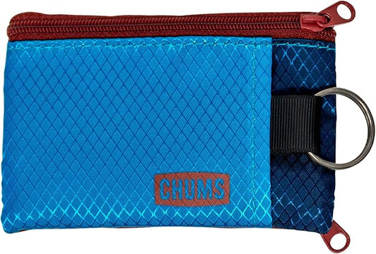 Chums Surfshorts Wallet - Solid Colors Collection, Lightweight Slim Wallet with RFID Blocking Card & Clear ID Window - Zippered Minimalist Wallet w/Key Ring