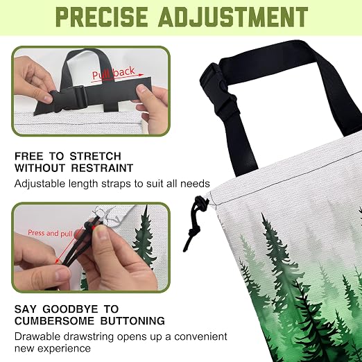 Car Trash Bag Misty Green Pine Forest Leak-Proof Waterproof Car Garbage Bag with Drawstring Foldable Canvas Trash Bin with Adjustable Buckle for Car Accessories