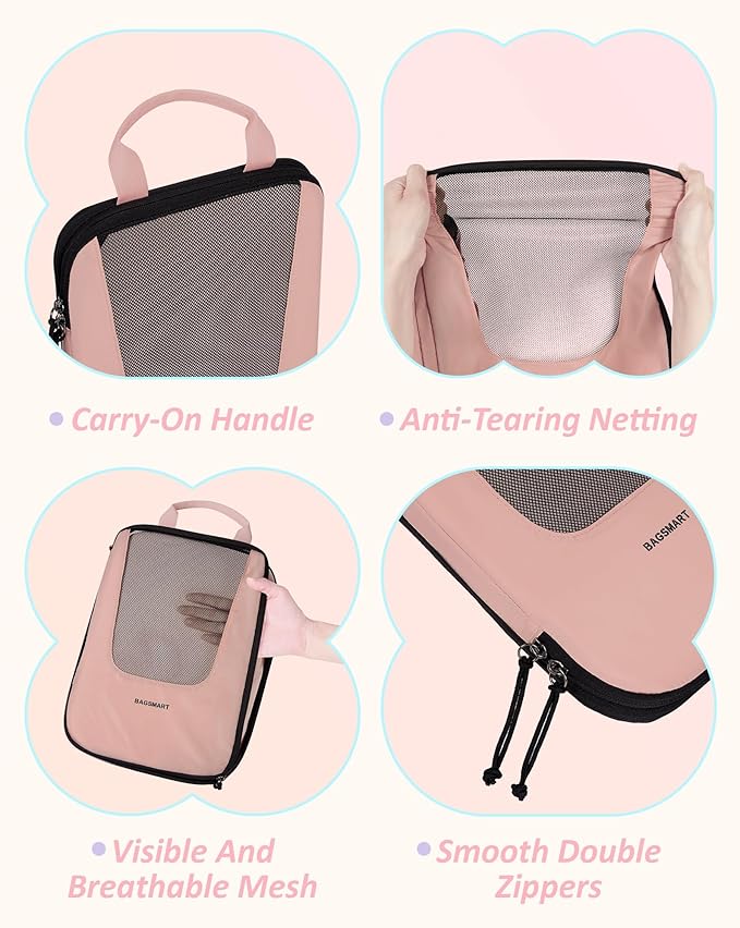 BAGSMART Compression Packing Cubes for Travel, 6/5/4set Lightweight Packing Organizers, Summer Travel Essentials Suitcase Organizer Bags Set