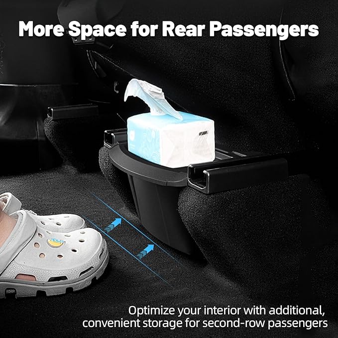 Rear Center Console Organizer for Tesla Model Y Juniper 2025 2026, Backseat Storage Box Under Center Console Trash Can Bins with Anti-Slip Lid Cover, New Model Y Interior Accessories