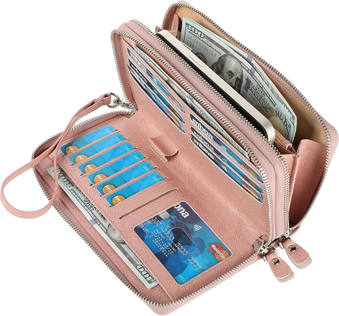 Lavemi Small Compact Women Wallet RFID Blocking Genuine Leather Bifold Purse with ID Windows