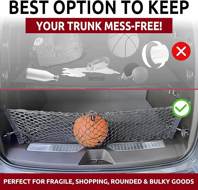 Envelope Style Automotive Elastic Trunk Mesh Cargo Net for Suburban fits Tahoe 2021-2025 - Premium Trunk Organizer and Storage - Luggage Net for SUV - Best Car Organizer Made for Escalade fits Yukon