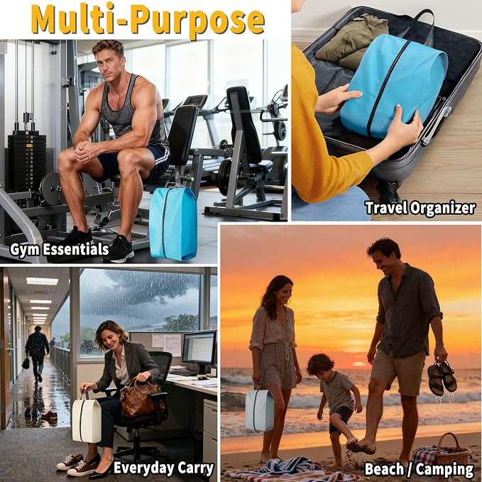 Travel Shoe Bags 2-Pack – Water-Resistant Shoes Pouch Organizer with Zipper, Portable Storage Bags for Packing, Gym, Sports, Golf, Soccer, Bowling, Basketball
