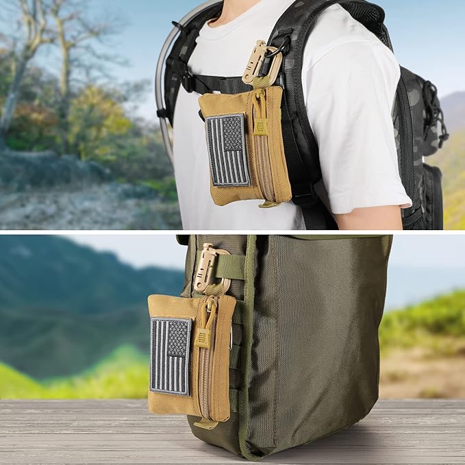 FRTKK 2 Pack Tactical Compact EDC Pouches Military Molle Utility Pouch Accessories Organizer Pouch Coin Purse Keychain Pocket Credit Card Holder Waist Pack