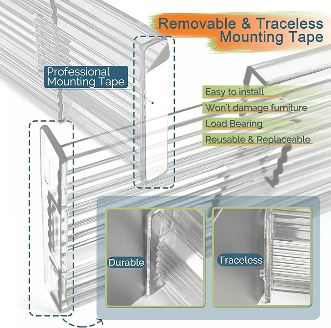 8 Pack Clear Drawer Dividers - 3.1'' Height, 11-19'' Adjustable Drawer Separators, Expandable Dresser Organizers in Bedroom, Bathroom, Closet, Clothing, Office, Kitchen Storage