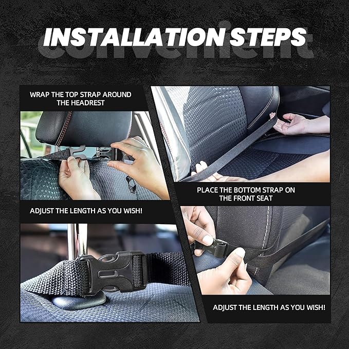 2 PCS Black Leopard Print Car Backseat Organizer,Waterproof Oxford Kick Mats Back Seat Protector with 3 Storage Pockets,Car Back Seat Organizer for Kicking Feet Pet Scratch