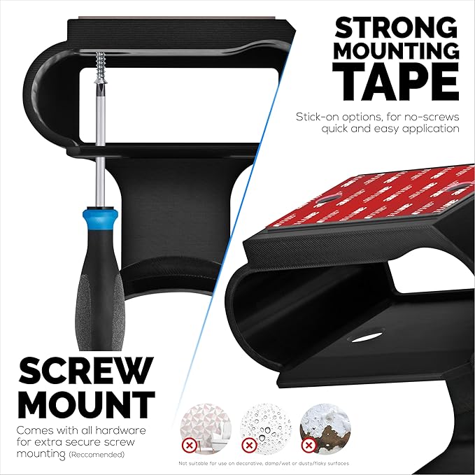 Under Desk Headphone Hanger Stand for Steelseries Arctis Nova Pro Wireless Headsets with Dock for the Wireless Base Station by Brainwavz (HPS02)