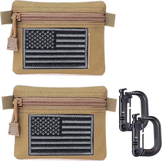 2 Packs Tactical EDC Pouches Compact Mini Military Molle Utility Pouch Accessories Organizer Bags Coin Purse Keychain Pockets Credit Card Holder for Waist Pack