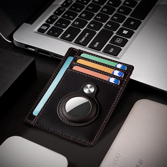 Hawanik Slim Minimalist Front Pocket Air Tag Wallet, RFID Blocking Card Holder Wallet with Airtag Holder