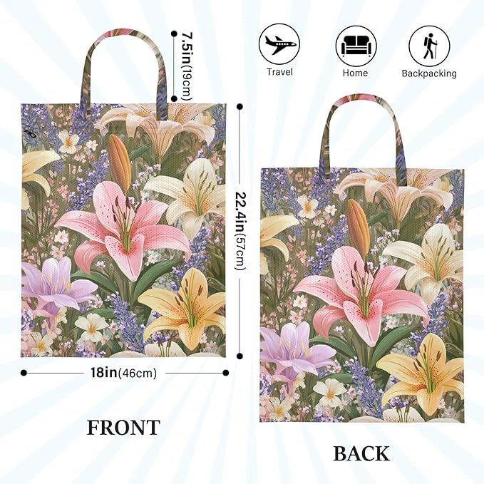 Travel Laundry Bags 2 PC Wet Dry Bag with Handle Dirty Clothes Organizer for Swimsuits Beach Camping Waterproof Washable Lilies Lavender Purple