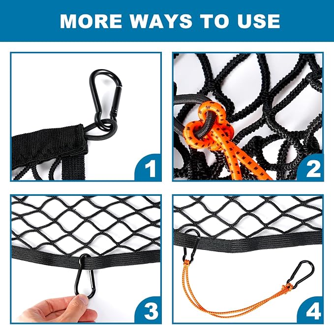 Cargo Net for Pickup Truck Bed, Highly Elastic Truck Bed Cargo Net, 4' X 4' Stretchable to 8' X 8', Cargo Mesh Organizer, for Daily Light Loads of Trucks