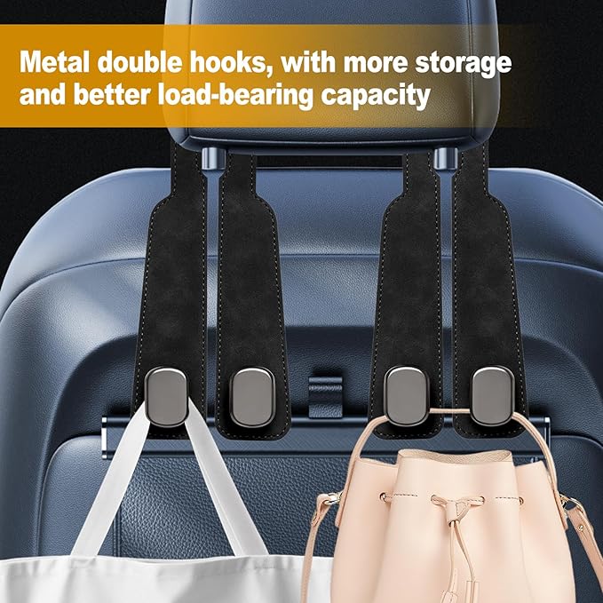 Car Purse Hook Purse Hook for Car Seats Headrest Car Seat Hooks,Heavy Duty Vehicle Organizer for Handbags, Groceries, Purses, Keep Car Tidy (Black, 4 Pack)