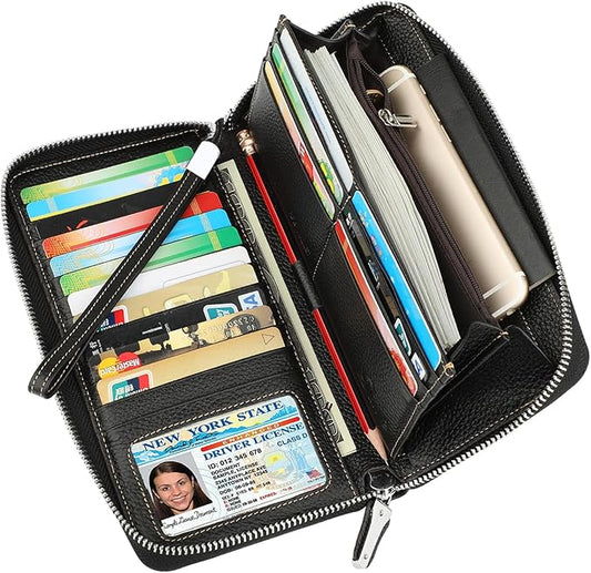 Lavemi Small Compact Women Wallet RFID Blocking Genuine Leather Bifold Purse with ID Windows
