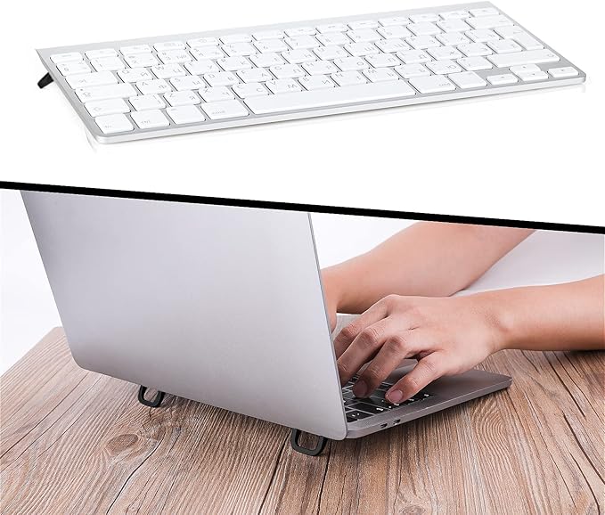 2PCS Portable Keyboard Riser, Self-Adhesive Mini Laptop Stand Invisible Computer Keyboard Stand for Desk, Laptop Feet Compatible with Pro/Air, Lenovo, Surface (Black)