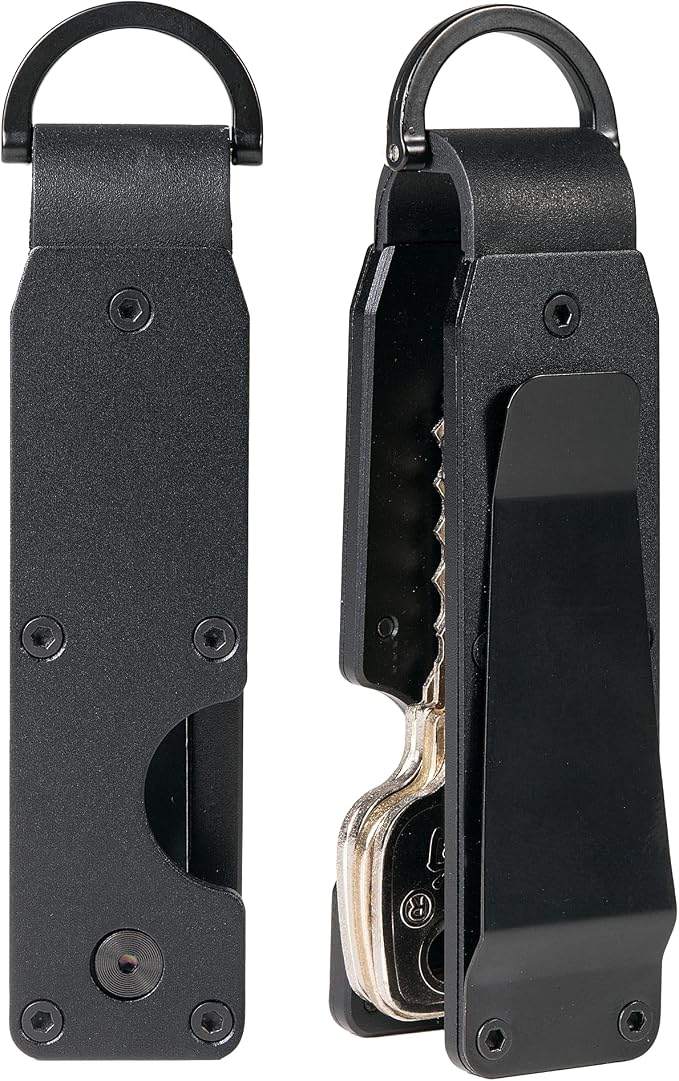 Compact Metal Key Organizer Minimalist Key Holder Secures 1-5 Keys | Durable solid metal key case, slim pocket design, safely holds up to 5 keys, lightweight portable daily keychain accessory