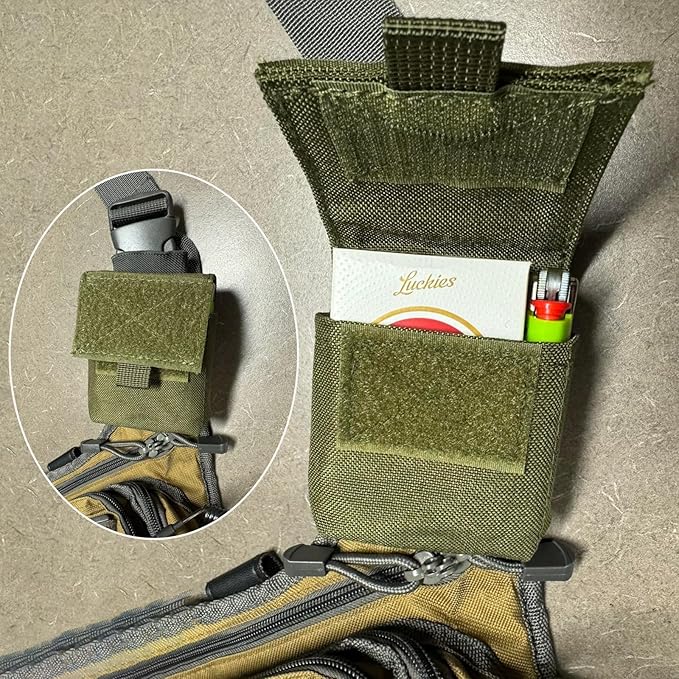 TRIWONDER Tactical Cigarette Pouch Molle Small Military Bag Battery Cigarette Case EDC Utility Card Holder Lighter Slot Mini Cigar Waist Pack