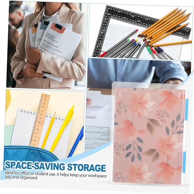 4pcs Clear File Box with Lid Desktop Document Organizer Transparent Plastic Storage Container for Office Paper Blueprint Receipt Filing Space-saving and Stackable Design