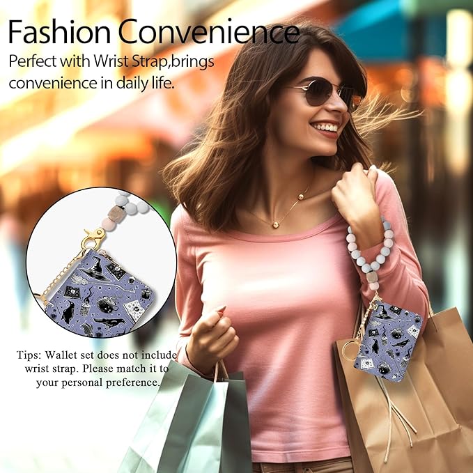 Credit Card Holder RFID Wallet, Small Card Holder Wallet for Women with Keychain Zipper, Funny Leather Print Credit Card Wallets Accordion Gift