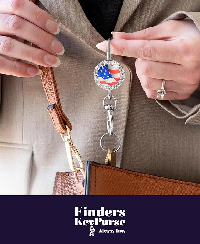 Women’s Bag Charm Key Finder, Car Keychain Hook, Cute Purse Organizer & Tote Bag Accessories, Gifts for Mom - Bling
