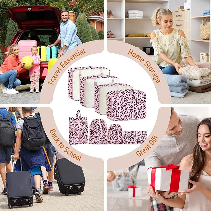 Packing Cubes for Travel - 8 Set Luggage Organizer Bags for Family, Mesh Breathable Packing Cubes for Suitcases Durable Travel Essentials Bags Set