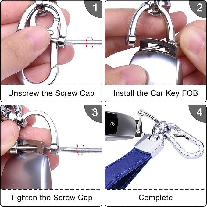 Wisdompro Genuine Leather Car Keychain, Universal Heavy Duty Key Fob Keychain Leather Key Chain Holder for Men and Women