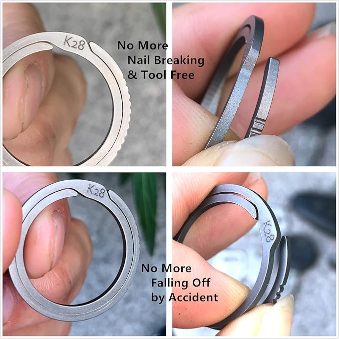 BANG TI Titanium Quick Release Side Pushing Key Rings Labor Saving Bulk Kit