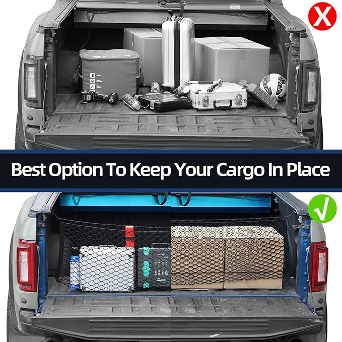 Truck Bed Cargo Net,Cargo Storage Elastic Mesh Net Organizer with Hooks,Pickup Truck Bed Grocery Holder with Hooks