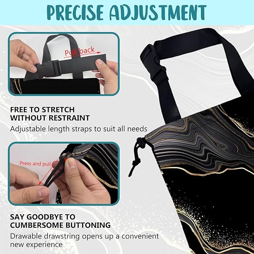 Car Garbage Bag Abstract Marble Golden Veins Drawstring Car Trash Bag Hanging for Back Seat with Adjustable Buckle Canvas Vehicle Trash Can Easy-to-Install