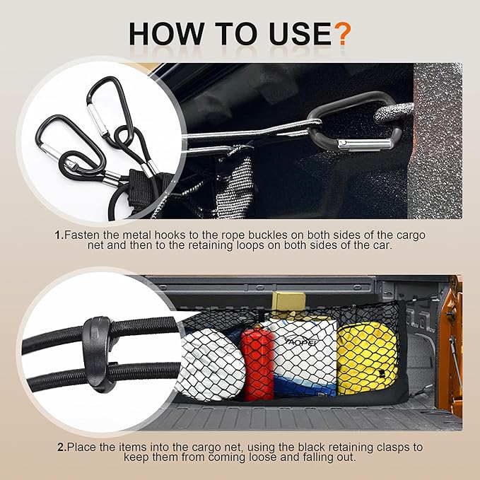 Truck Bed Cargo Net for GMC Sierra 1500 & Chevy Silverado 1500 2013-2024, Envelope Style Pickup Cargo Net with Storage Bag, Heavy Duty Elastic Mesh Organizer with Carabiners, Secures Groceries & Gear