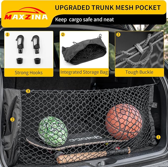 Cargo Net Compatible with 2024 2025 2026 Hyundai Santa Fe Truck Bed Cargo Net 3.12'×1.02' Double Layer Envelope Style Dense Mesh Trunk Organizer for Santa Fe Exterior Accessories