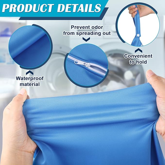 Shappy 2 Pack Large Travel Laundry Bags, Large Wet Dry Waterproof Dirty Clothes Bag for Suitcase, Swimsuit Beach Gym College Dorm Wet Bag(Solid Gray Blue)
