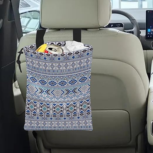 Car Trash Bag Hanging Sprites Tribal Motifs Car Trash Can Waterproof Garbage Bag Hanging for Car Back Seat with Adjustable Straps and Drawstring for Car Accessories Vehicle Travelling
