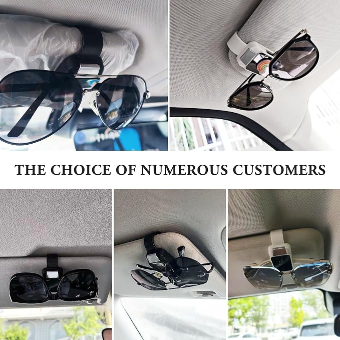 Sunglass Holderfor Car Visor Cip. Push-Button Opening Car Sunglass Holder, Visor Sunglasses Holder Cip. Fits Cars, Trucks. SUVs and More (Black)