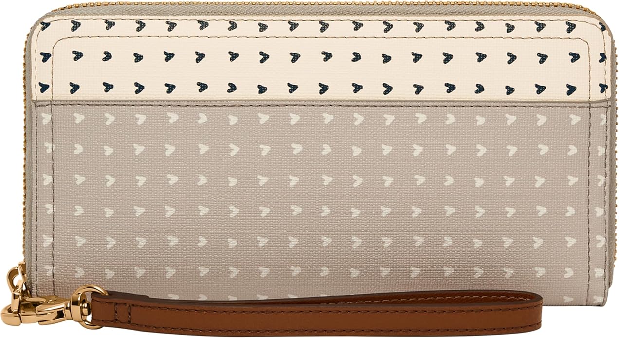 Fossil Women's Logan Leather RFID-Blocking Zip Around Clutch Wallet with Wristlet Strap for Women