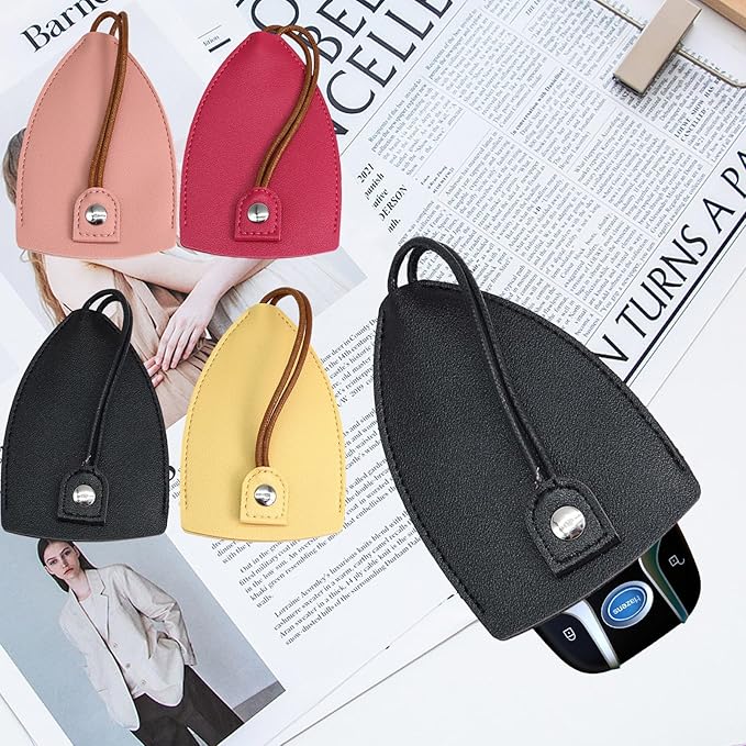 Protective Pull Out Key Case, 4PCS Creative Key Cover Case, PU Leather Large-Capacity Car Key Pull Out Key Case Not Easy to Slip Key Pouch