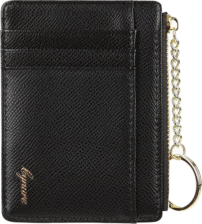 Women's Slim Minimalist Card Holder Coin Changes Purse Keychain Front Pocket Wallet With ID Window