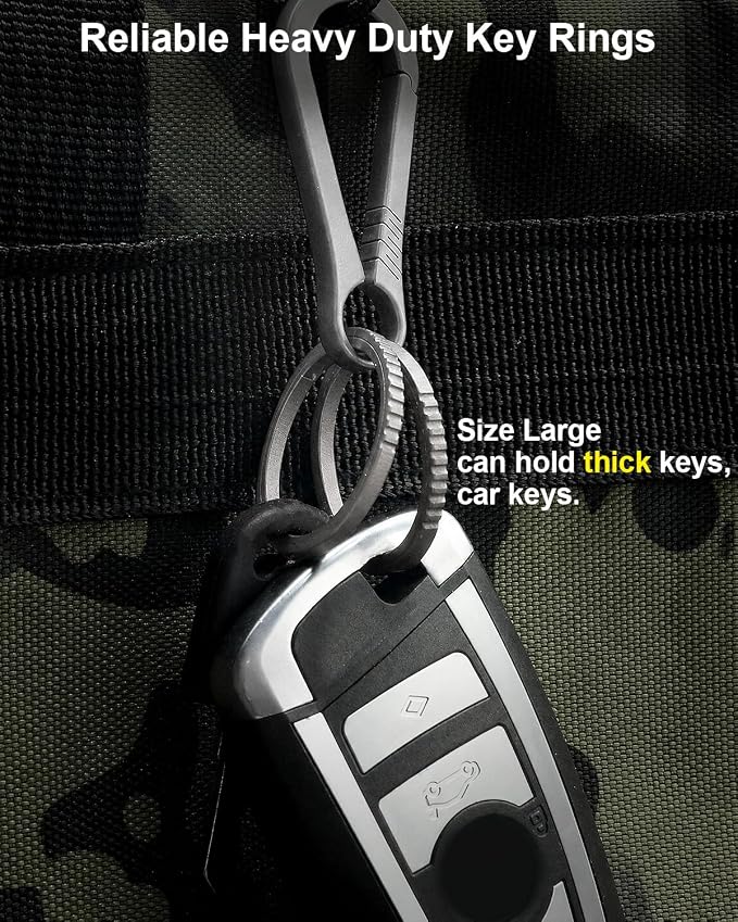 PJYTAC Titanium Key Rings Side Push Key Chain Rings Heavy Duty, Ultra Light Easy to Open Keyrings for Key Fobs Gift for Men