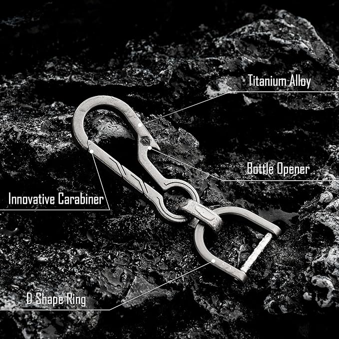 KeyUnity KM01 Titanium EDC Keychain Clip with Bottle Opener, Quick Release Carabiner Key Ring Holder for Men