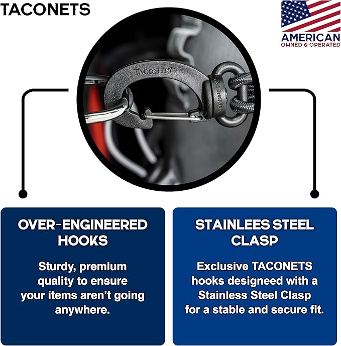 TacoNets Envelope Cargo Net for Acadia/Traverse/Enclave - Fits 2024-Current - Upgraded 5mm Bungee - Integrated Storage Bag - Heavy Duty Hooks - Designed in USA