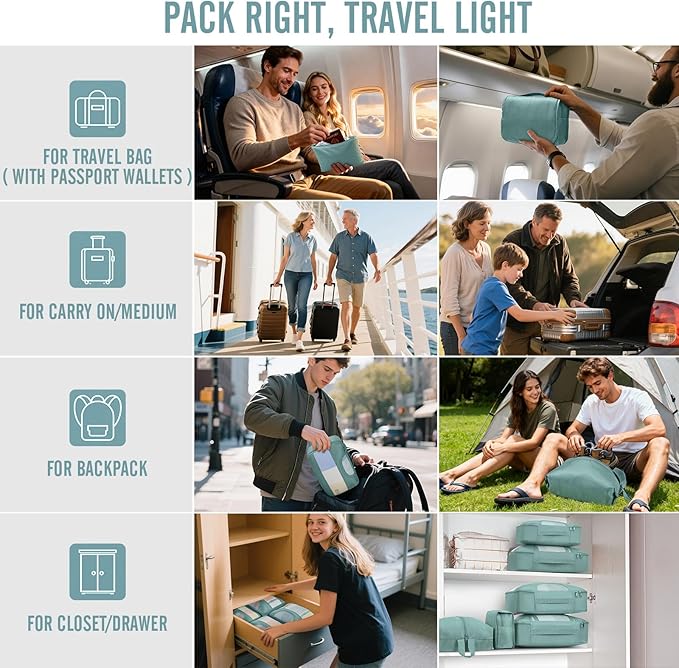 Veken 10 Set Packing Cubes for Travel Essential, Suitcase Organizer Bags in 4 Sizes, Carry-On Luggage Accessories with Large Laundry & Hanging Toiletry Bag, Must-Have for Airplane, Road Trip & Camping
